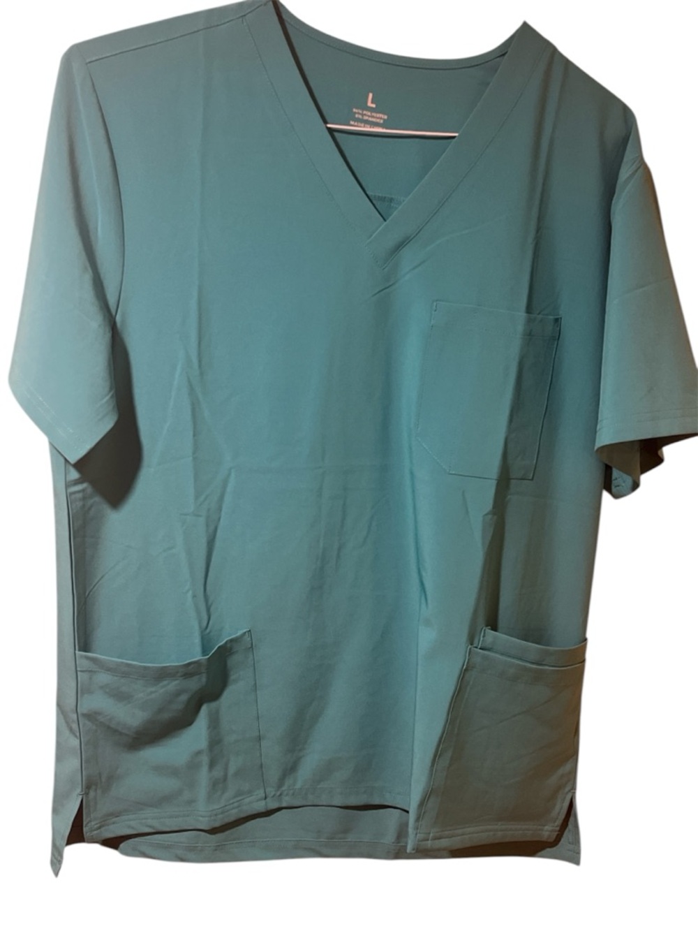 Scrub Teal V-Neck Short Sleeve Scrub Top with Pockets